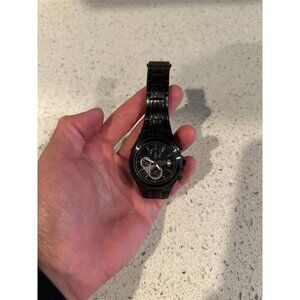 PF3961 Men's Business Black Dial Black IP Steel Bracelet Chronograph Alarm Watch